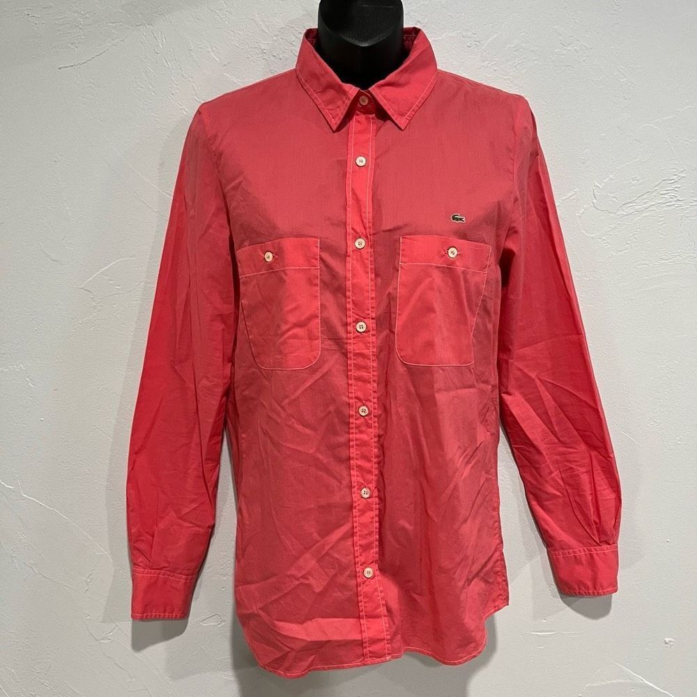 Lacoste Button Down Shirt Size 38 ( Medium) Pink